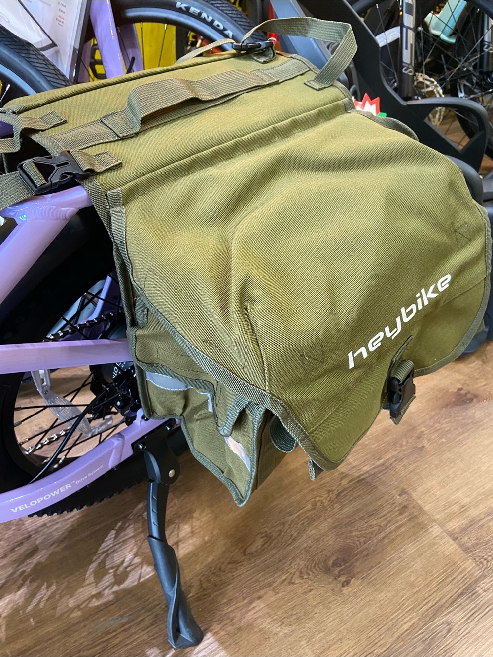 Heybike Olive Green Double Saddle Pannier Bag - Picture 3 of 8